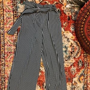 Wide leg, vertical stripe, high waist, dress pants